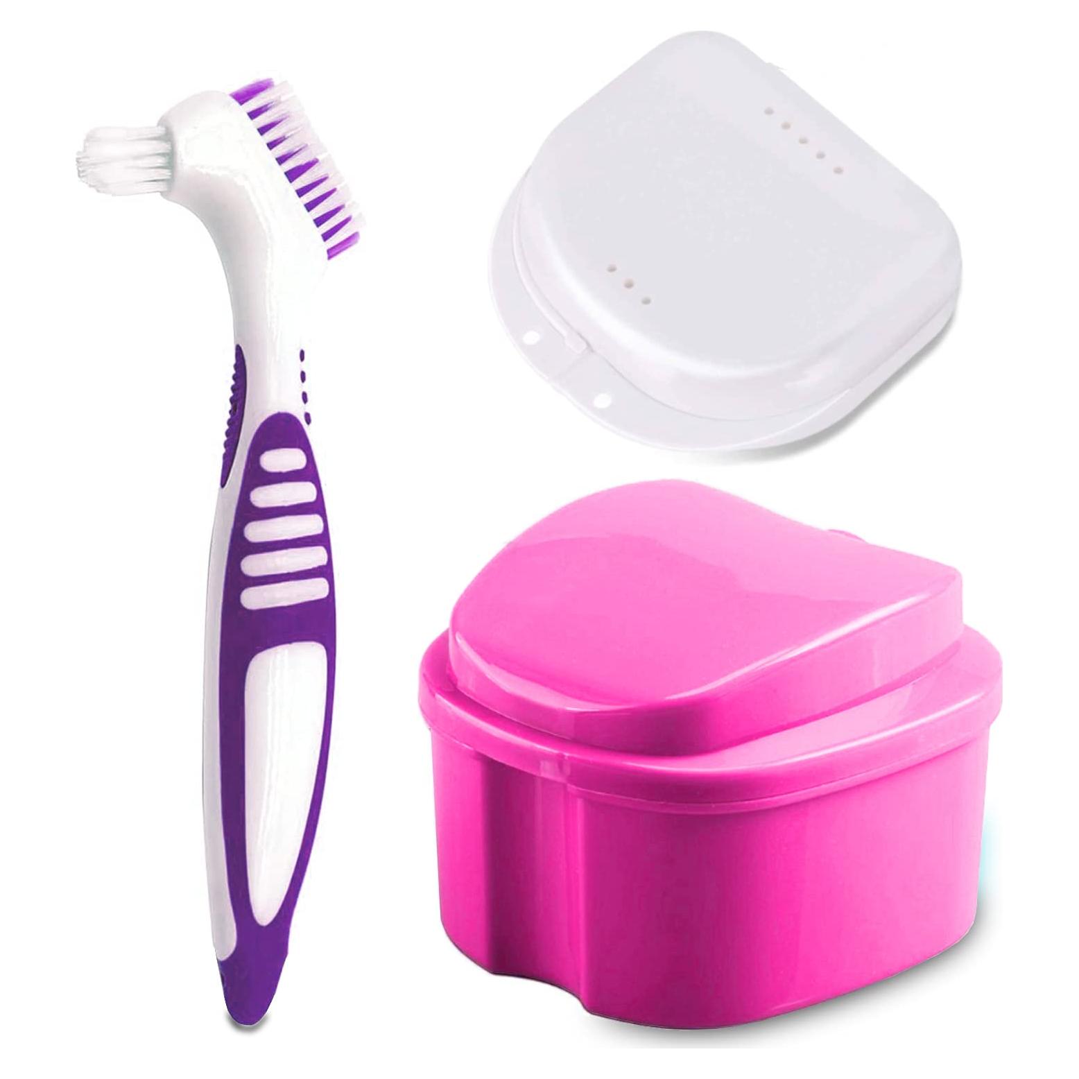 Caja de baño para dentaduras PISSION con cepillo y retenedores