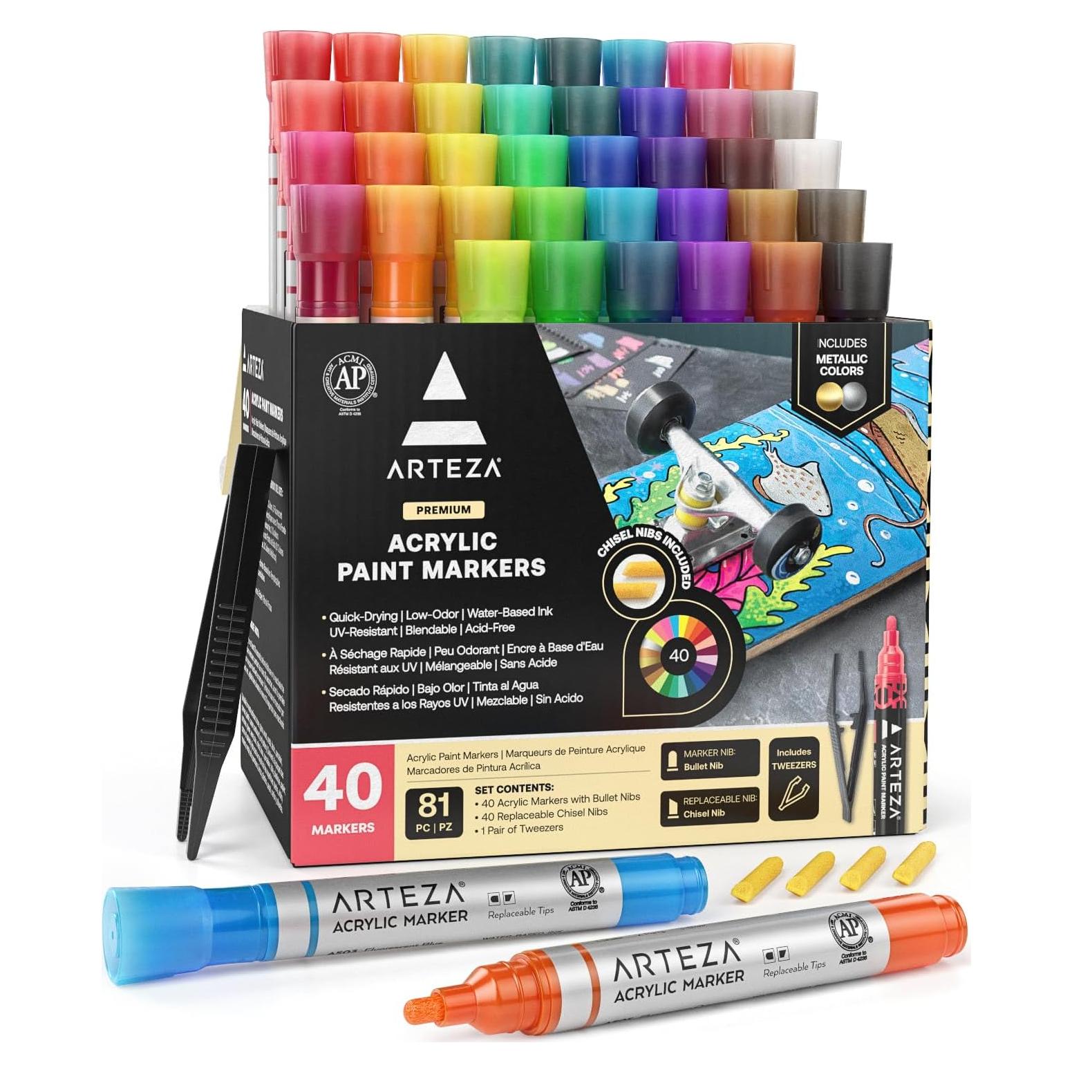 Set de 40 Marcadores de Pintura Acrílica ARTEZA Multicolor