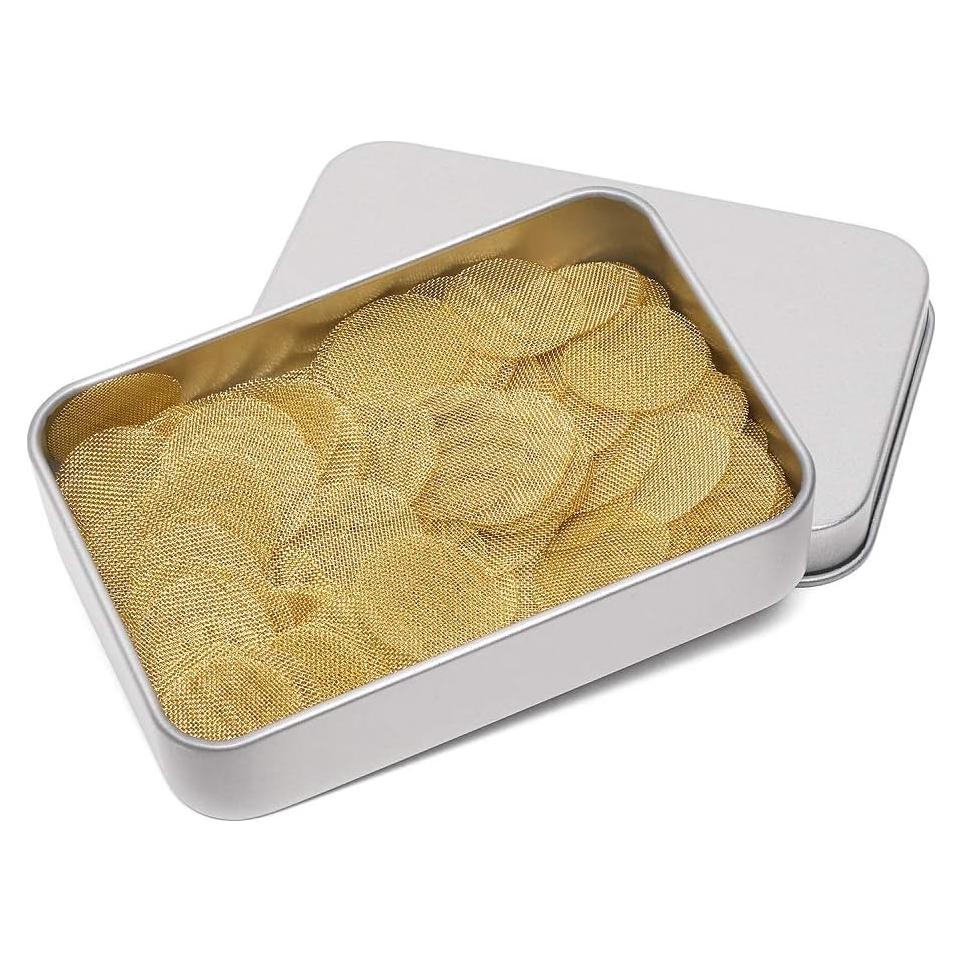 200 Pantallas de Tubo de Latón Premium 1.27 cm con Caja Metal