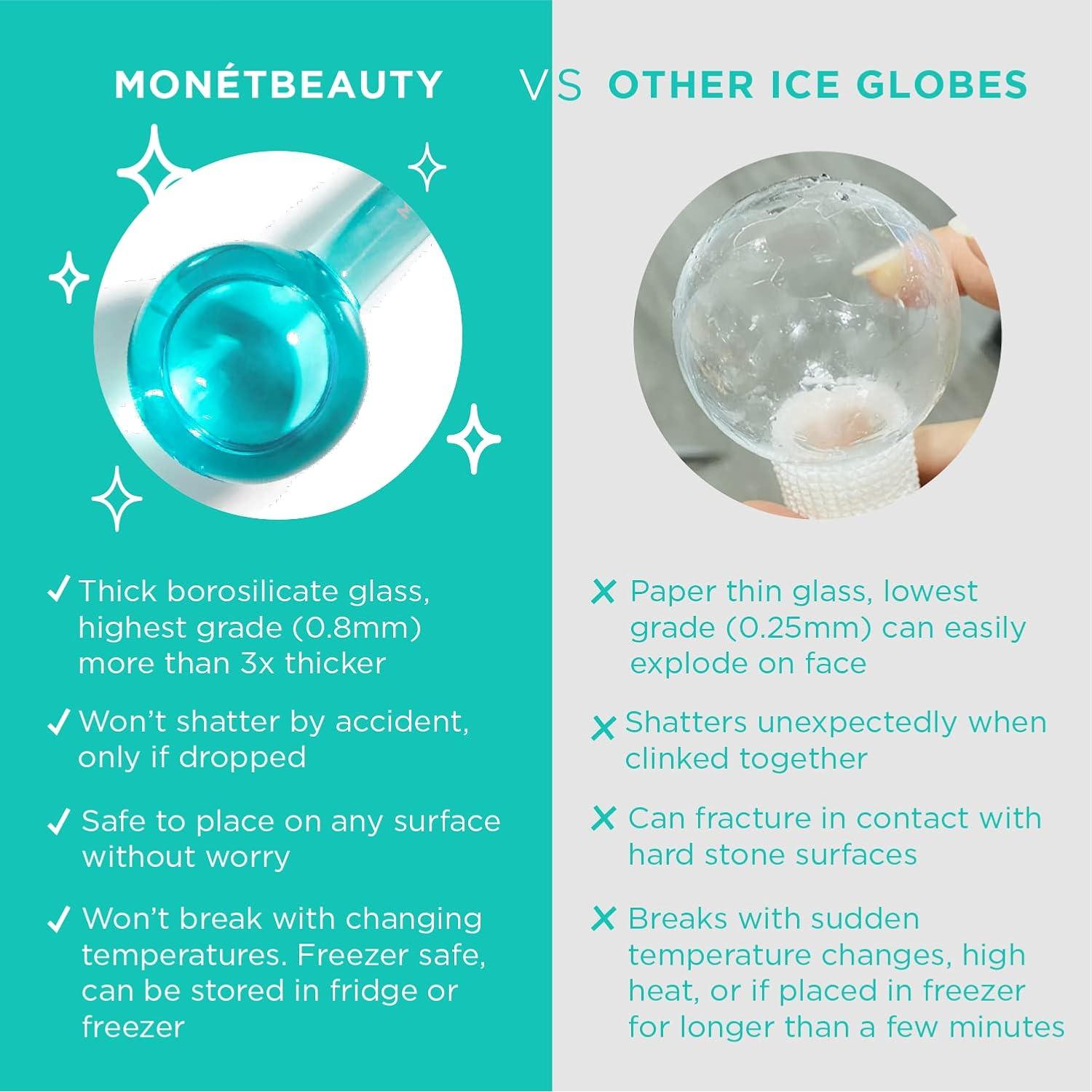 Esferas de Hielo MonétBeauty para Facial - Vidrio Azul 4 Piezas