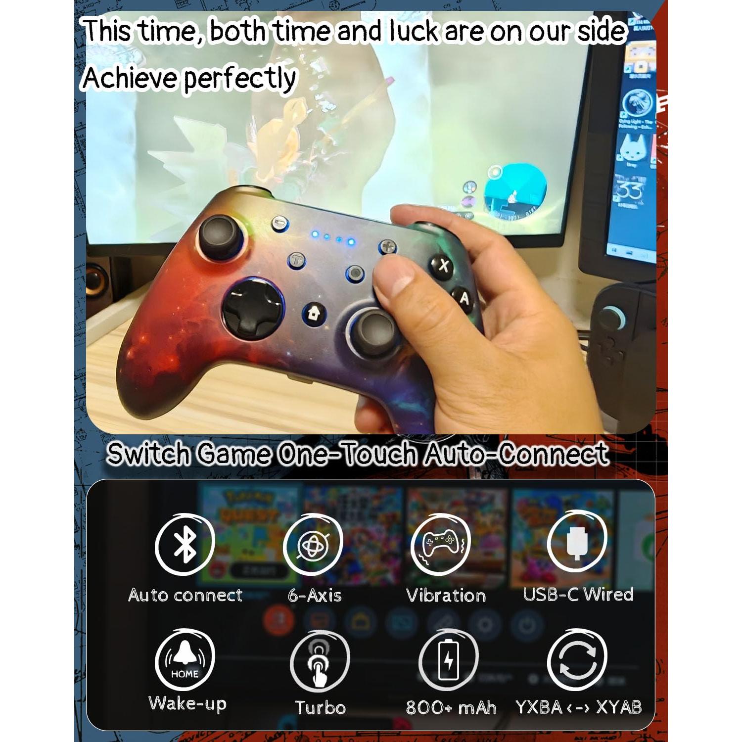 Controlador Inalámbrico Wzuícov RGB para Switch y PC - Bluetooth y USB-C