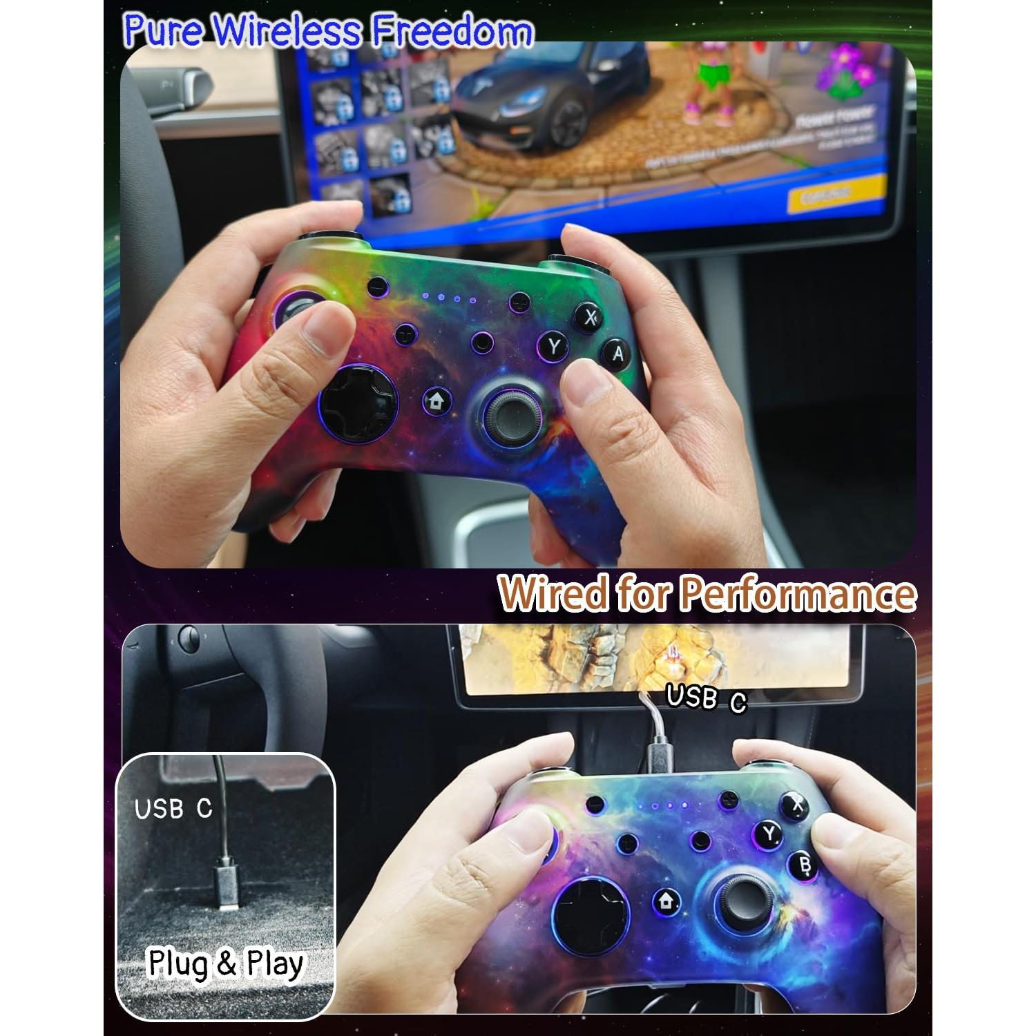 Controlador Inalámbrico Wzuícov RGB para Switch y PC - Bluetooth y USB-C