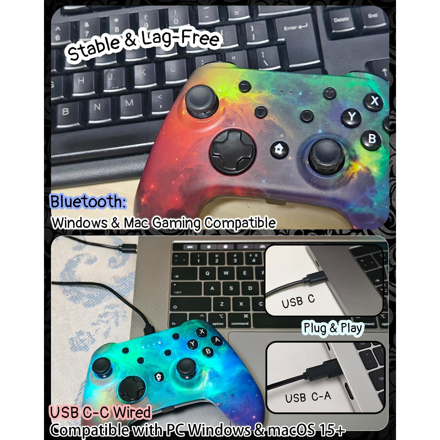 Controlador Inalámbrico Wzuícov RGB para Switch y PC - Bluetooth y USB-C