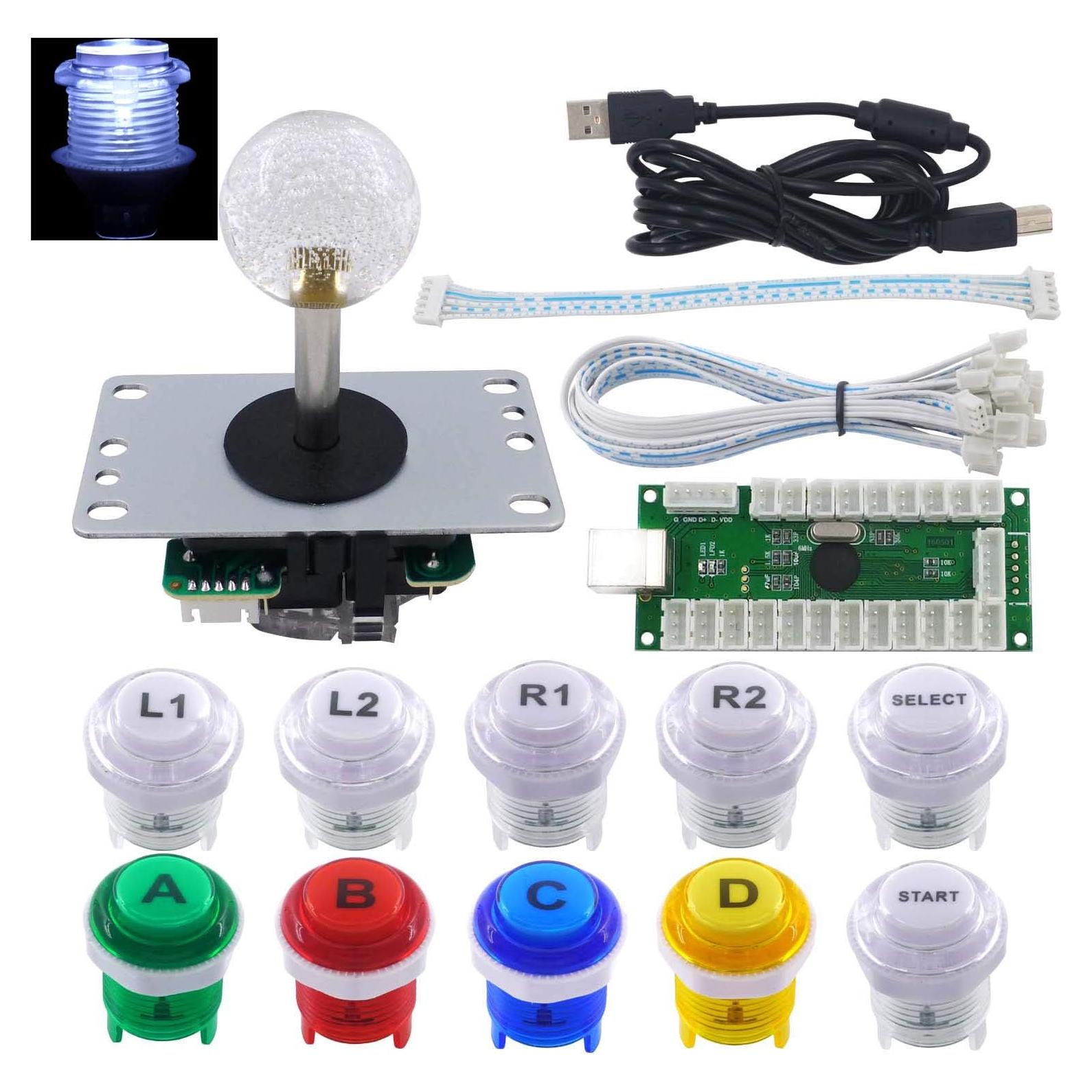 Kit Arcade Stick DIY SJ@JX 10 Botones LED USB para PC y Raspberry Pi