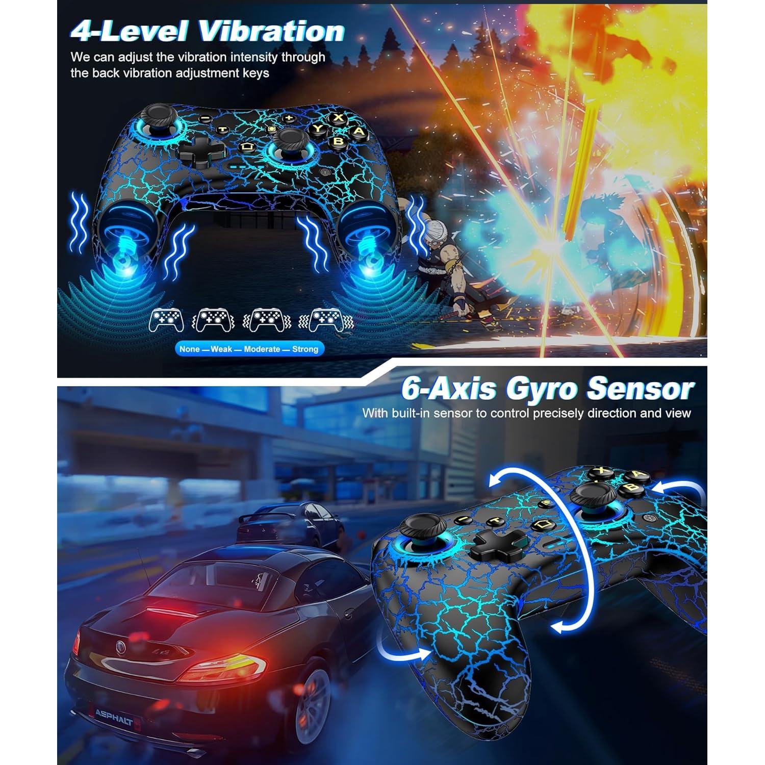 Controlador Inalámbrico Pro Qixun para Switch y PC - Negro