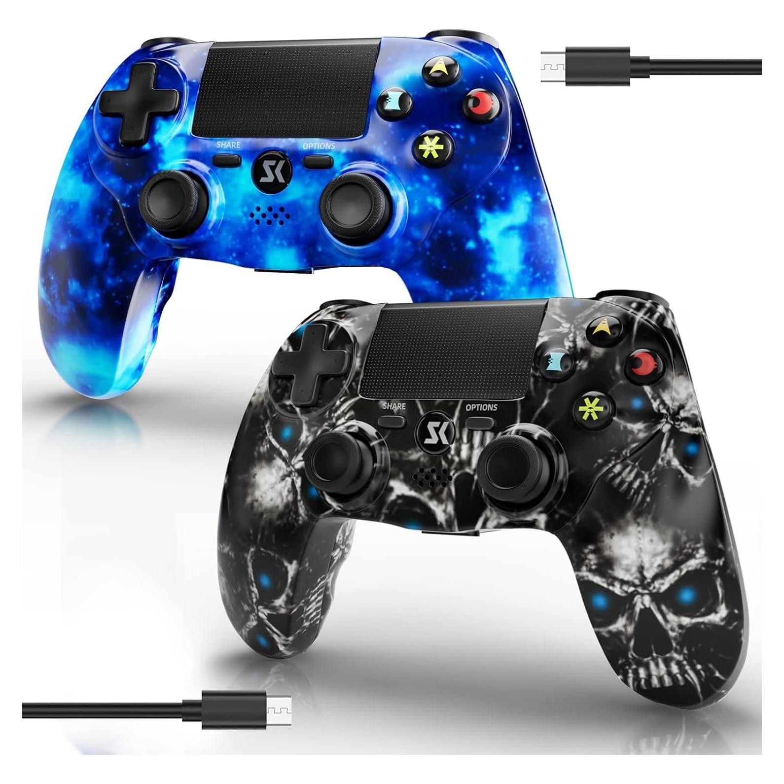 Controlador Inalámbrico Boowen para PS4 - Azul y Negro, Doble Shock