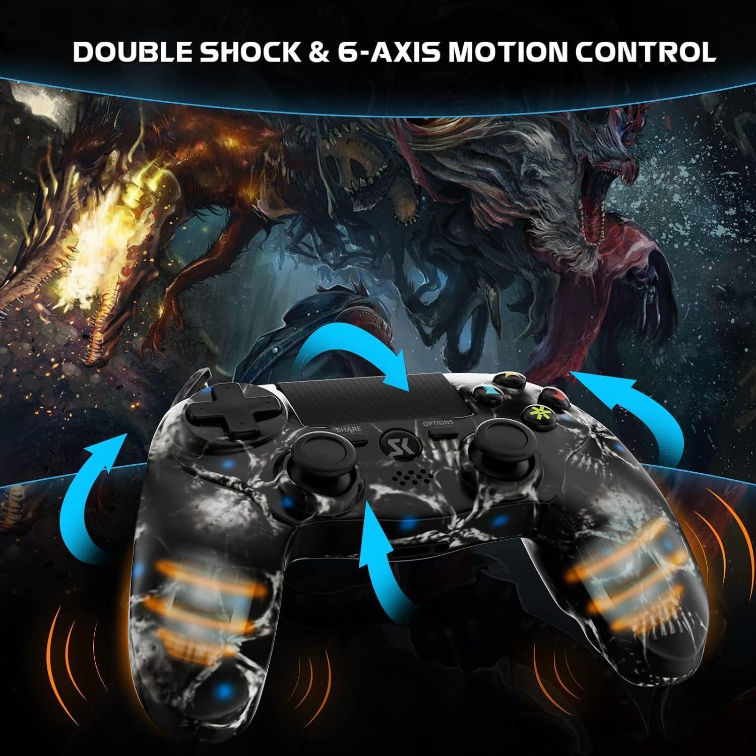 Controlador Inalámbrico Boowen para PS4 - Azul y Negro, Doble Shock
