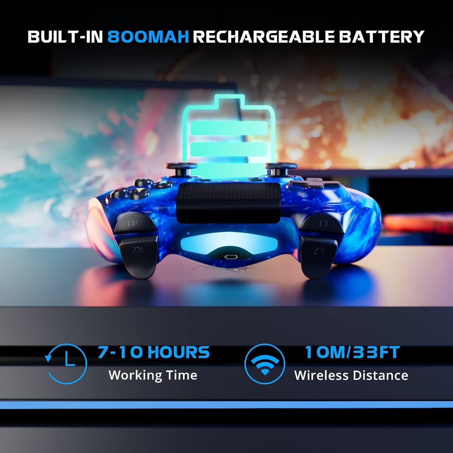 Controlador Inalámbrico Boowen para PS4 - Azul y Negro, Doble Shock