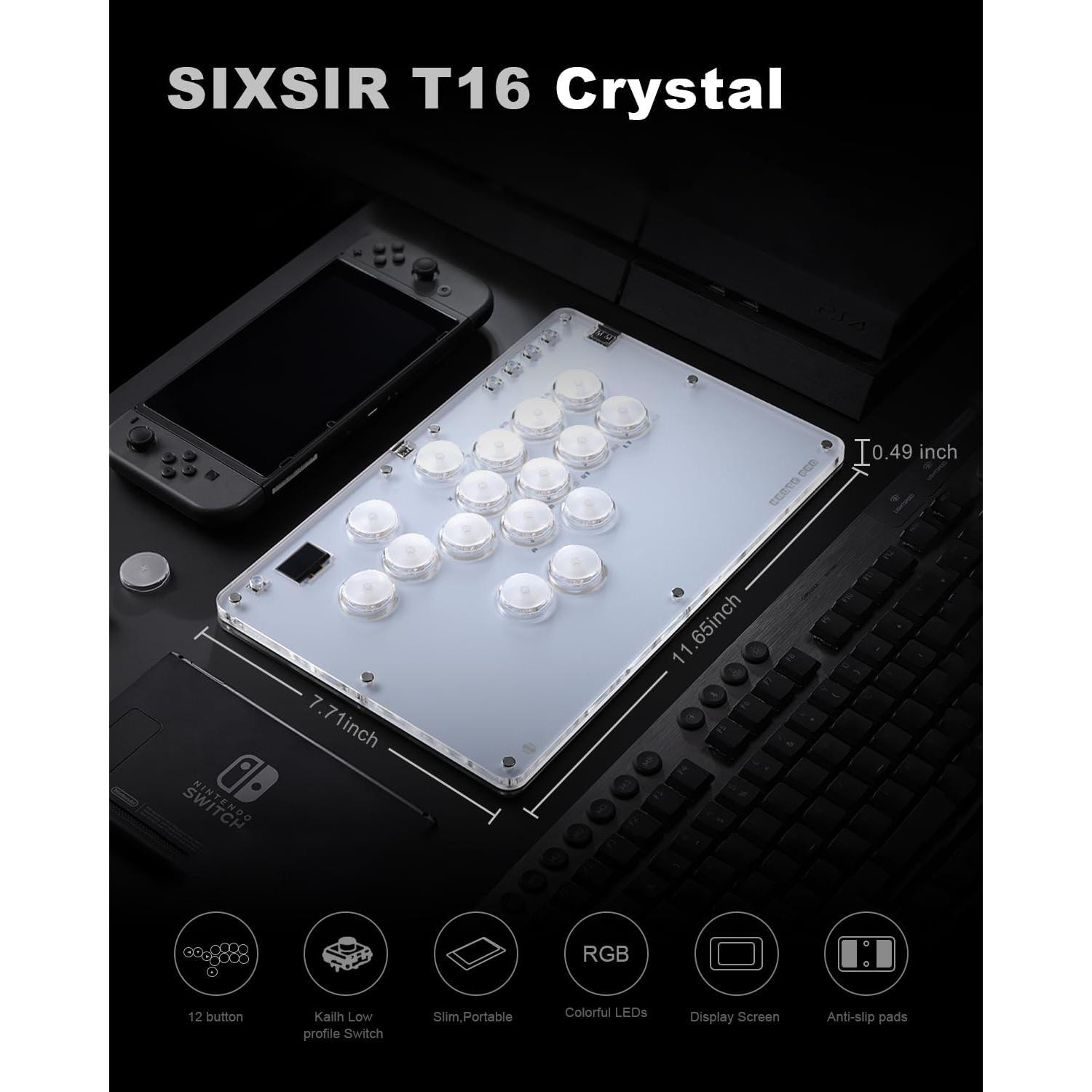 Controlador de Arcade SIXSIR T12 Crystal - RGB Personalizable