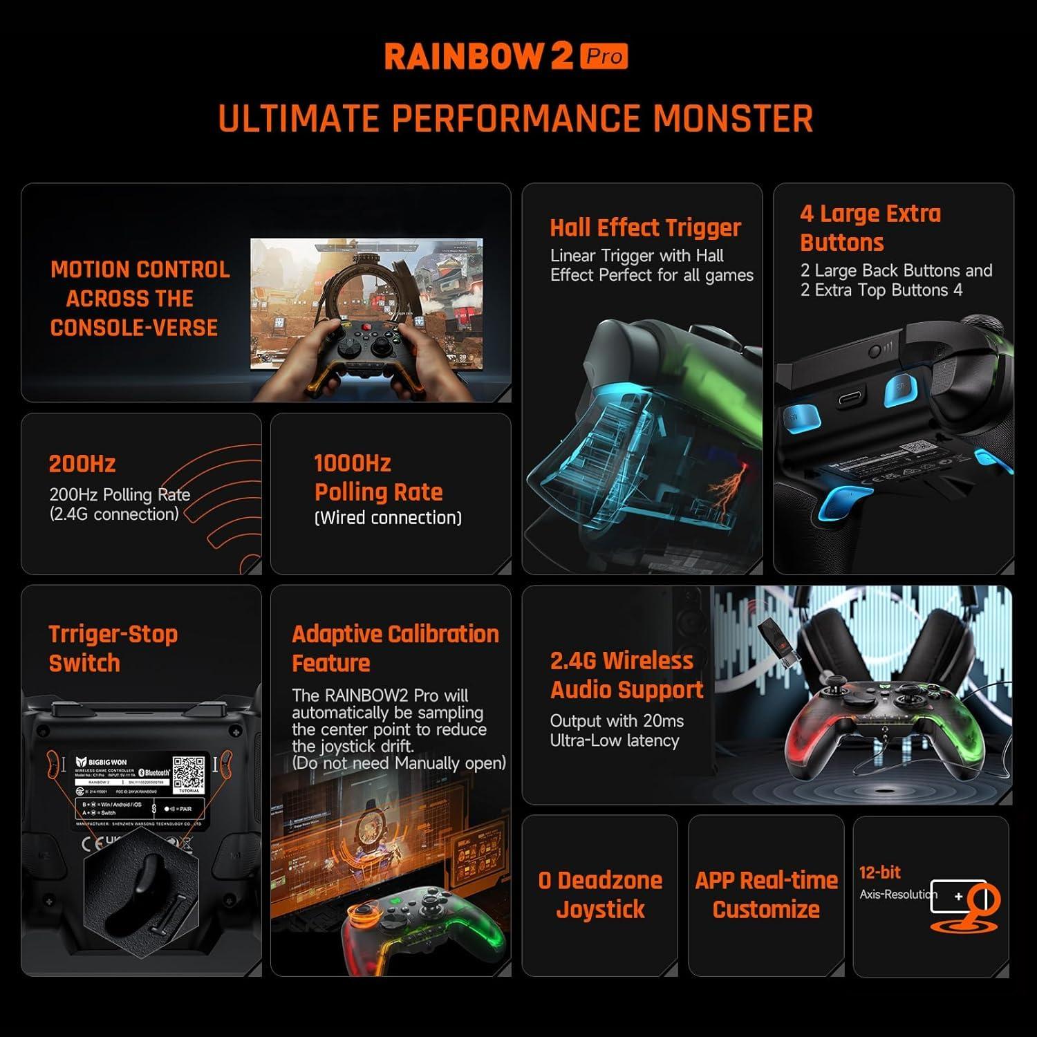 Controlador Inalámbrico BIGBIG WON Rainbow 2 Pro RGB para PC