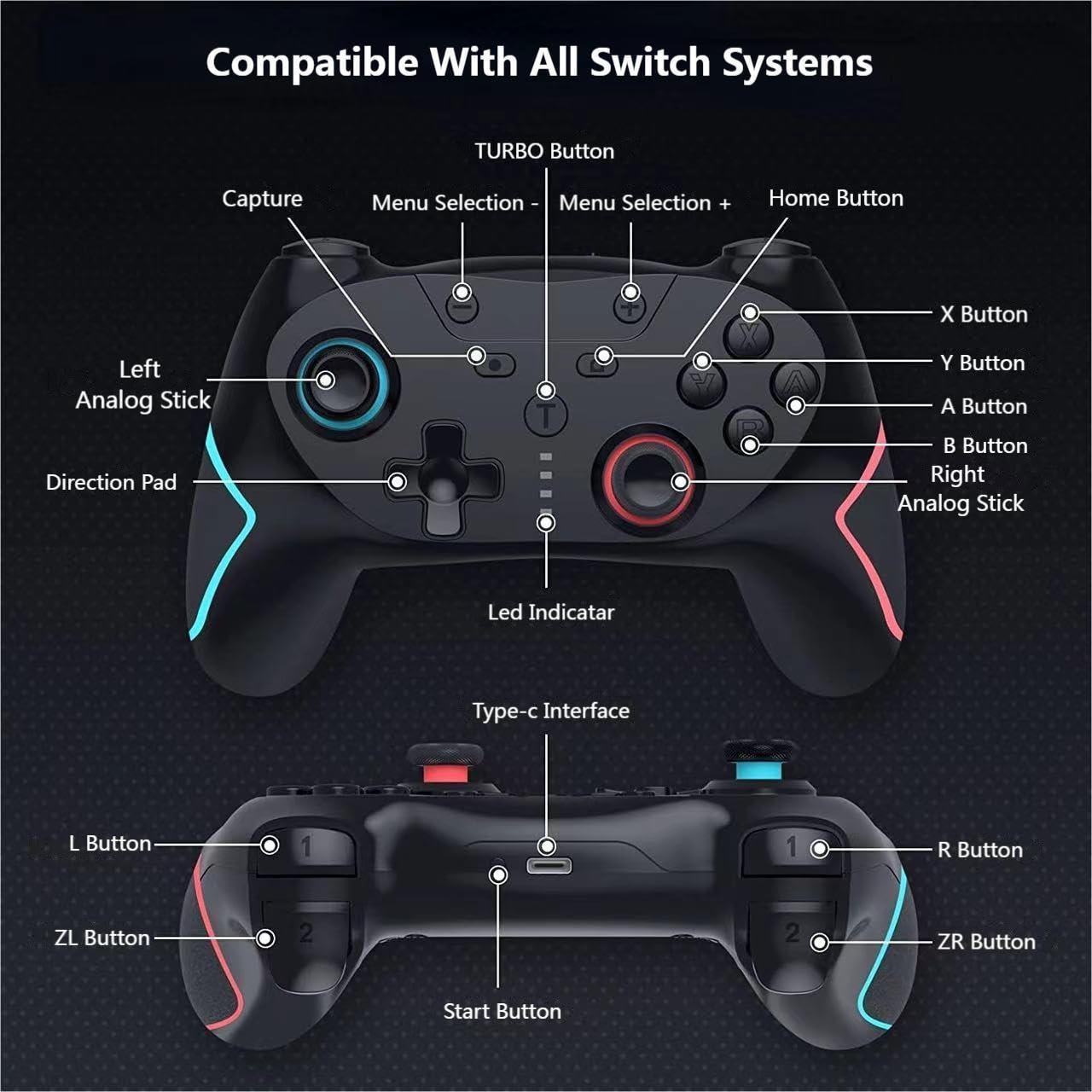 Controlador Inalámbrico Matbip SW02 Azul y Rojo para Switch