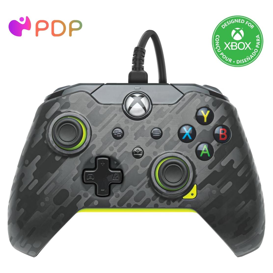 Controlador con Cable PDP para Xbox Series X|S y PC - Carbón Eléctrico Gris/Amarillo