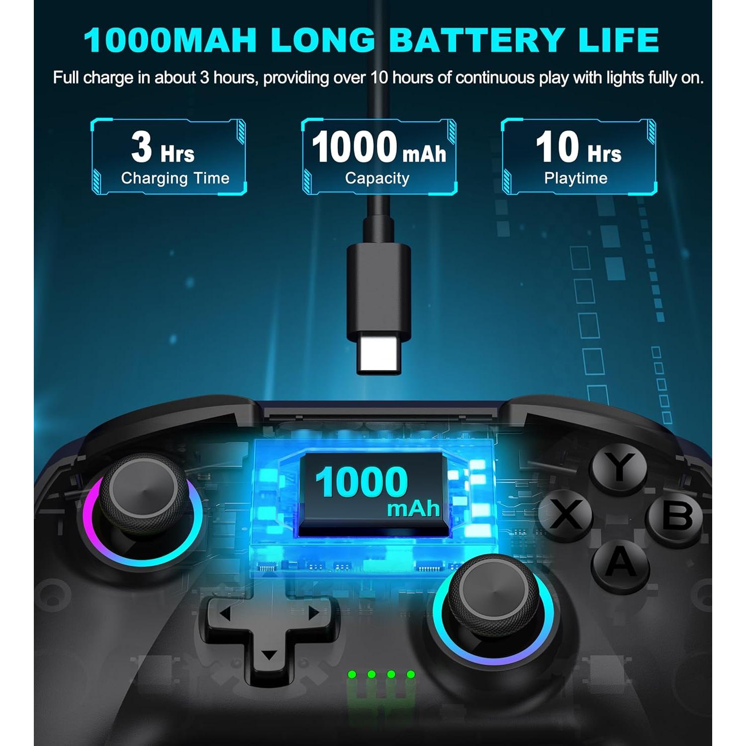 Controlador Inalámbrico NealGamefy para PC y Switch - Bluetooth 5.3, 1000mAh