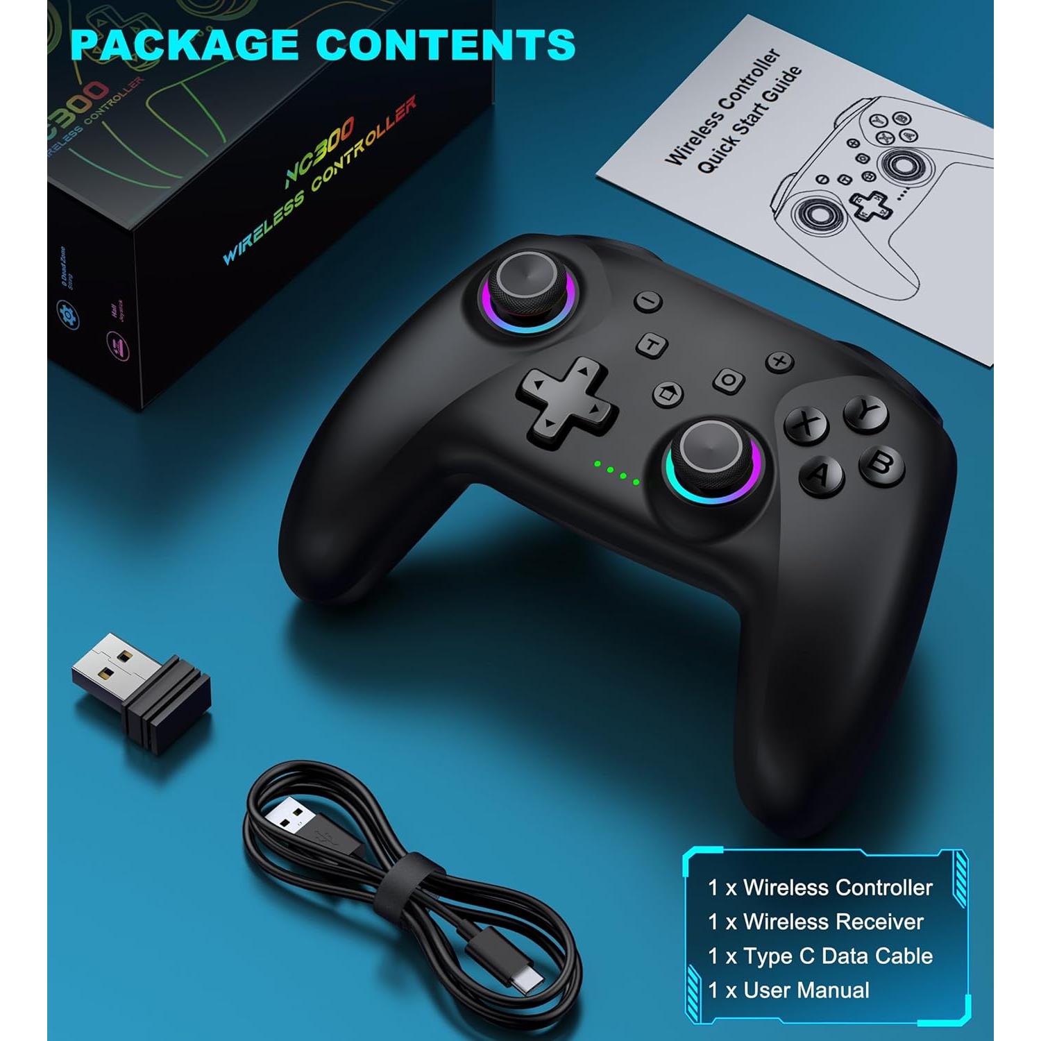 Controlador Inalámbrico NealGamefy para PC y Switch - Bluetooth 5.3, 1000mAh