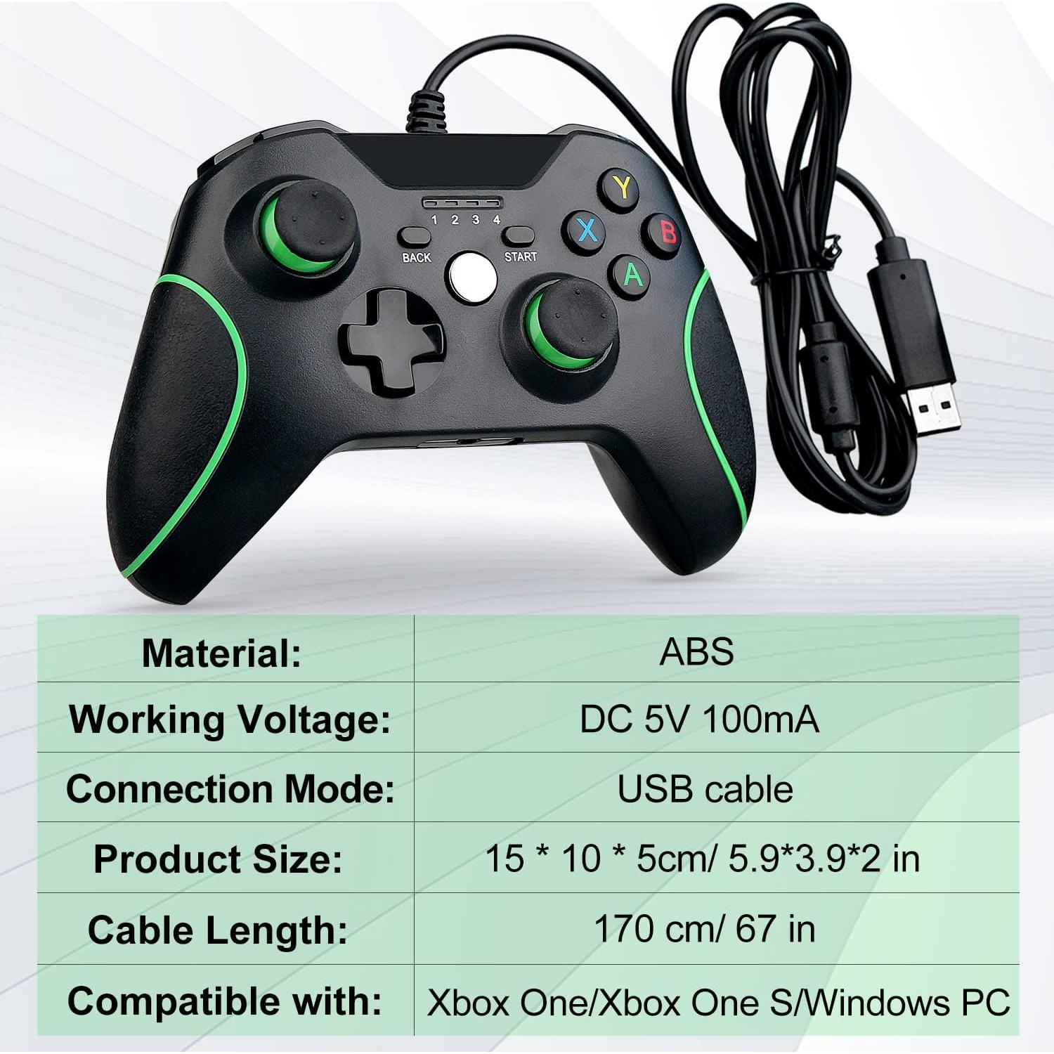 Controlador USB con cable OSTENT para Xbox One S - Negro
