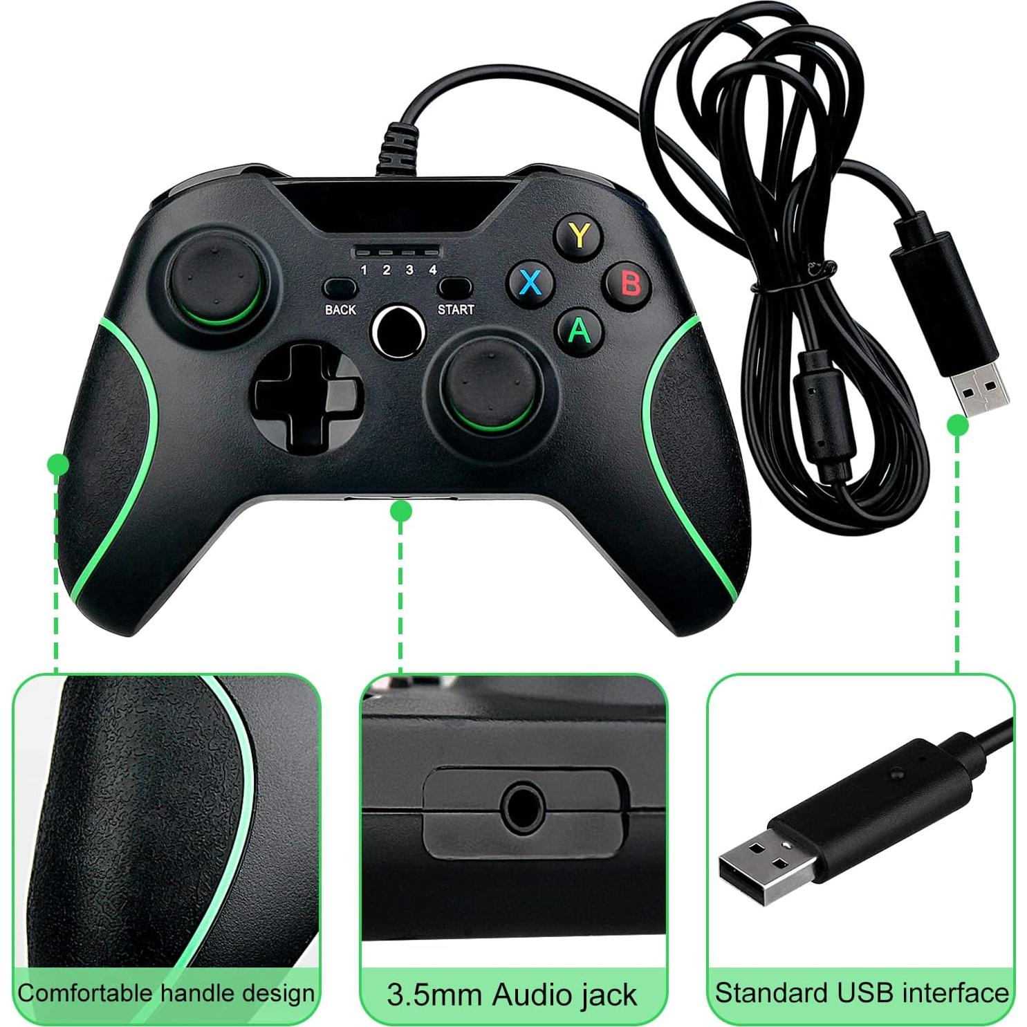 Controlador USB con cable OSTENT para Xbox One S - Negro
