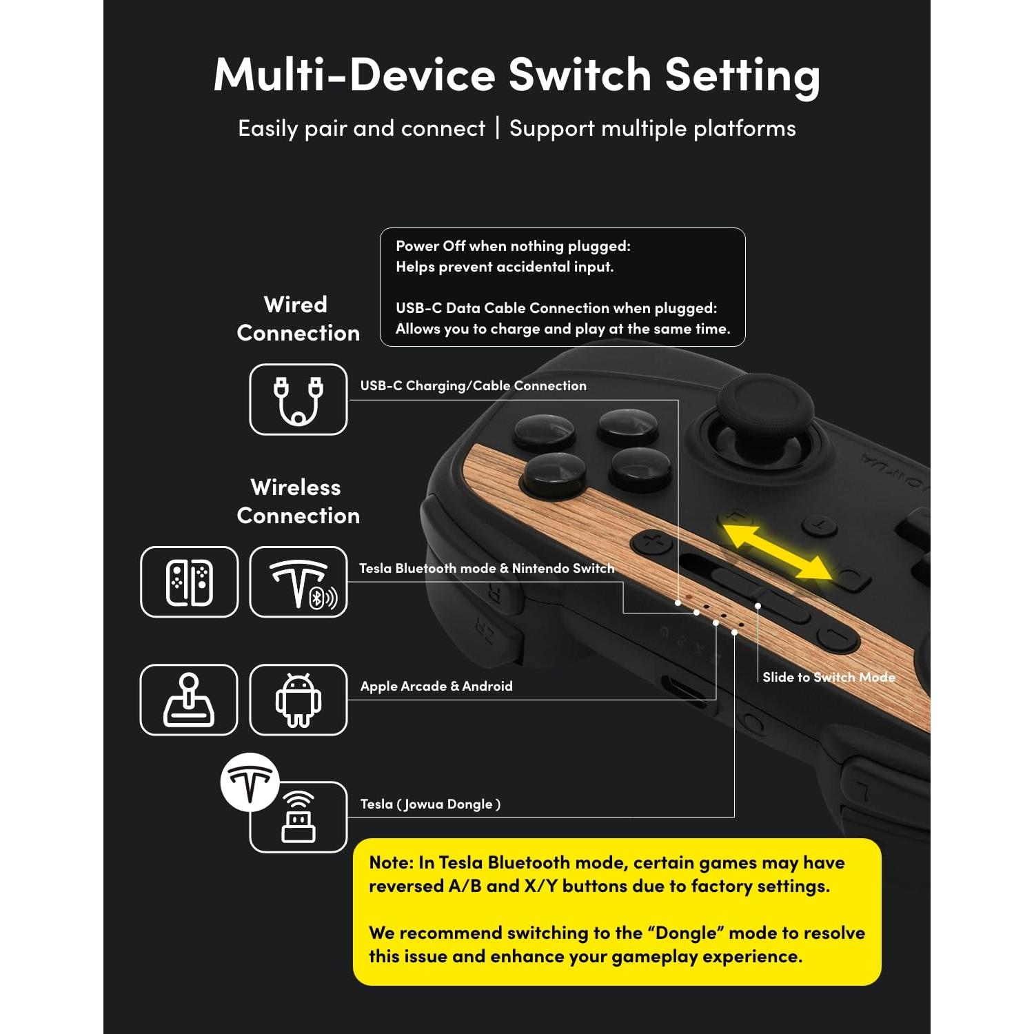 Controlador Inalámbrico Jowua para Tesla 2025 Blanco - Multi-Dispositivo