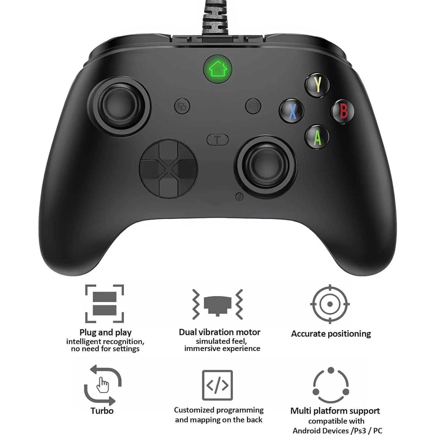 Controlador con cable Ceozon para PC y PS3 - 2.5m USB Negro