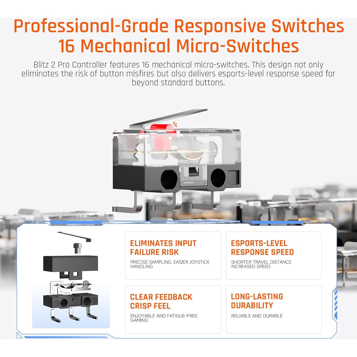 Controlador Inalámbrico BIGBIG WON BLITZ2, 16 Botones Mecánicos, 2000Hz