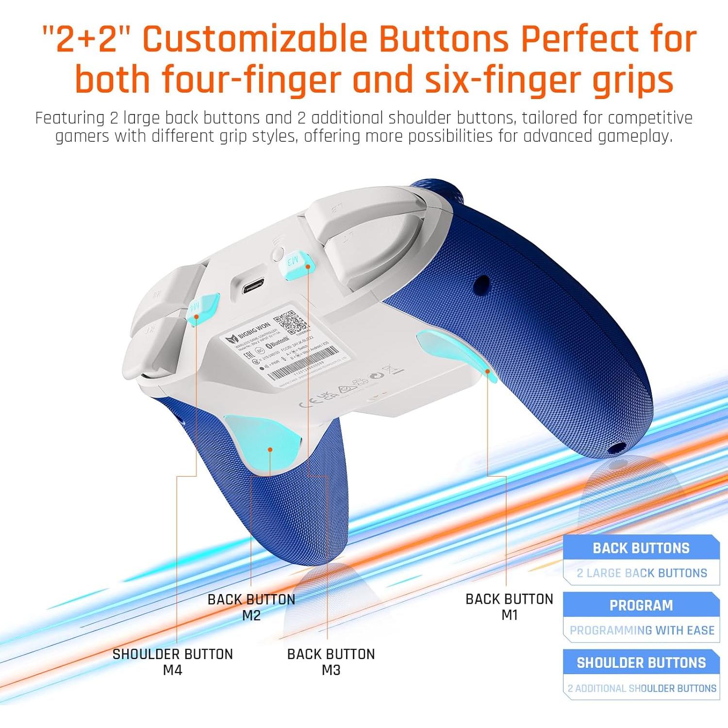 Controlador Inalámbrico BIGBIG WON BLITZ2, 16 Botones Mecánicos, 2000Hz