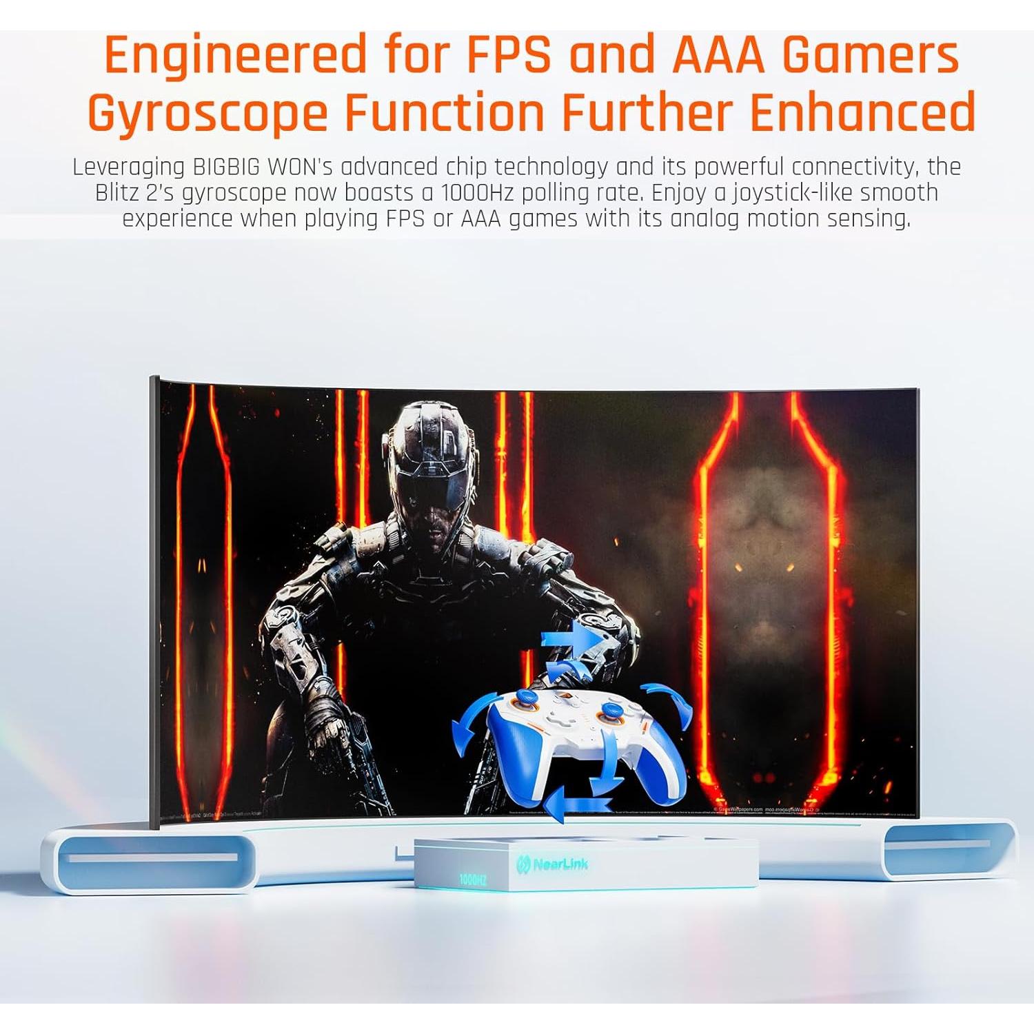 Controlador Inalámbrico BIGBIG WON BLITZ2, 16 Botones Mecánicos, 2000Hz