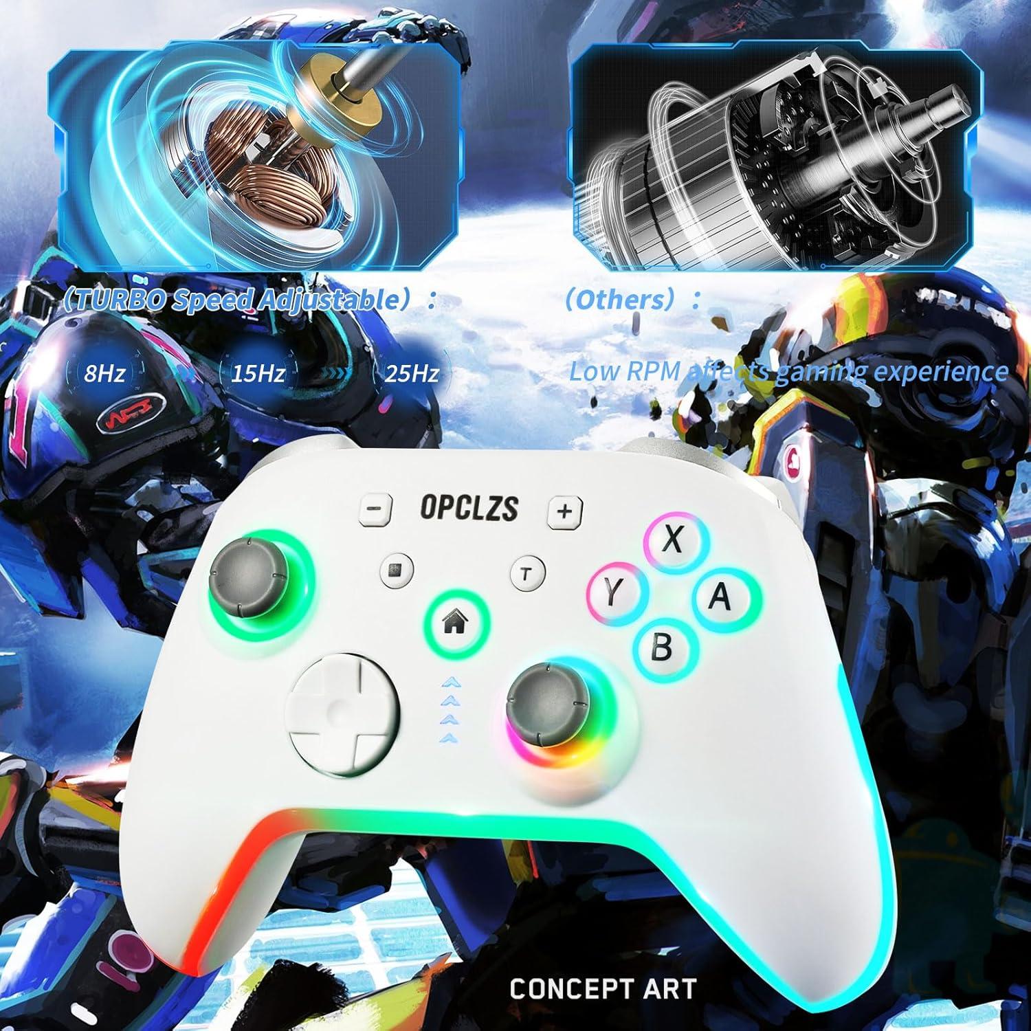 Controlador Inalámbrico Nintendo Switch opclzs RGB - Negro-Blanco