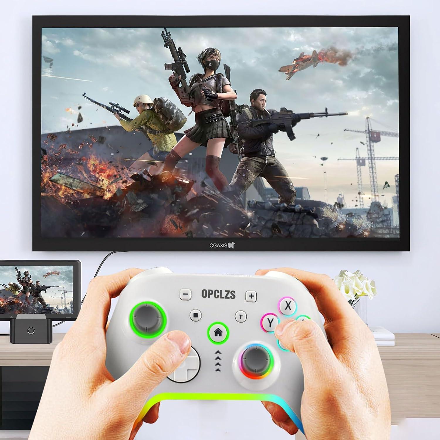 Controlador Inalámbrico Nintendo Switch opclzs RGB - Negro-Blanco