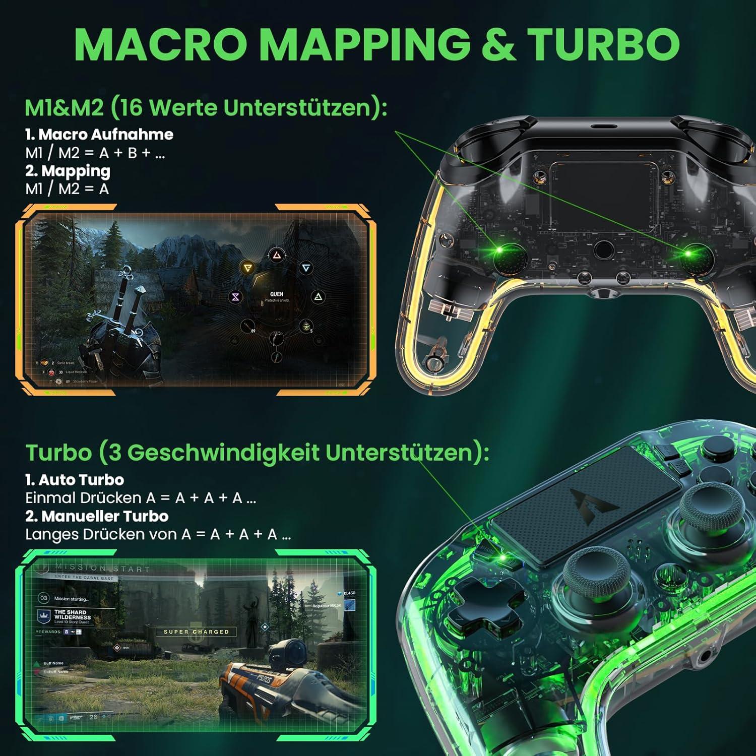 Controlador Inalámbrico AUROCE PS4/PS3/PC RGB Neón