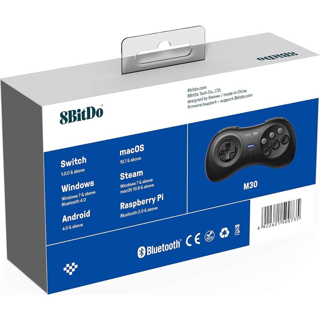 Controlador Bluetooth 8Bitdo M30 para Switch y PC - Negro