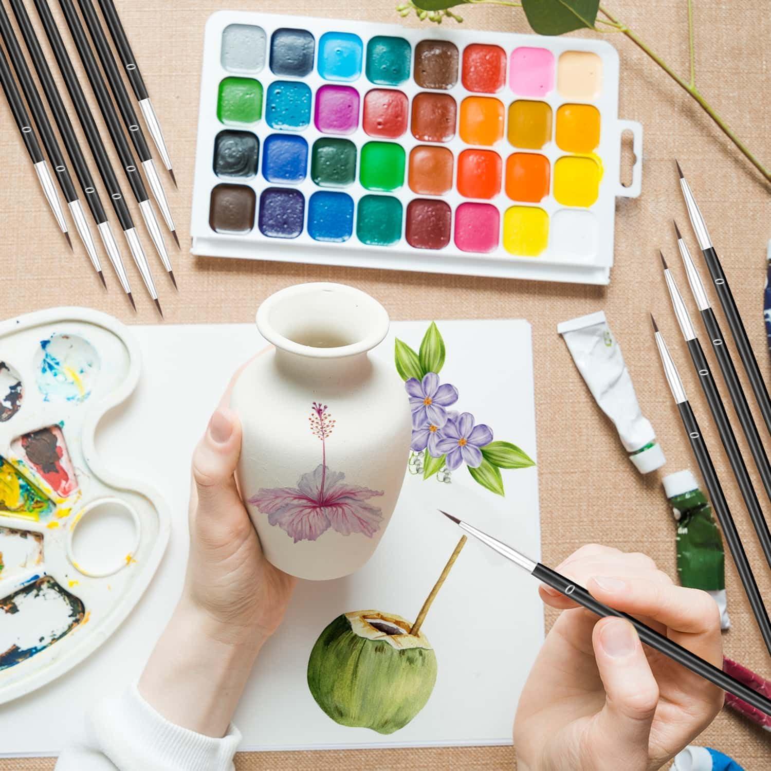 Anezus 30 Pinceles Finos #0 para Acuarela y Acrílico