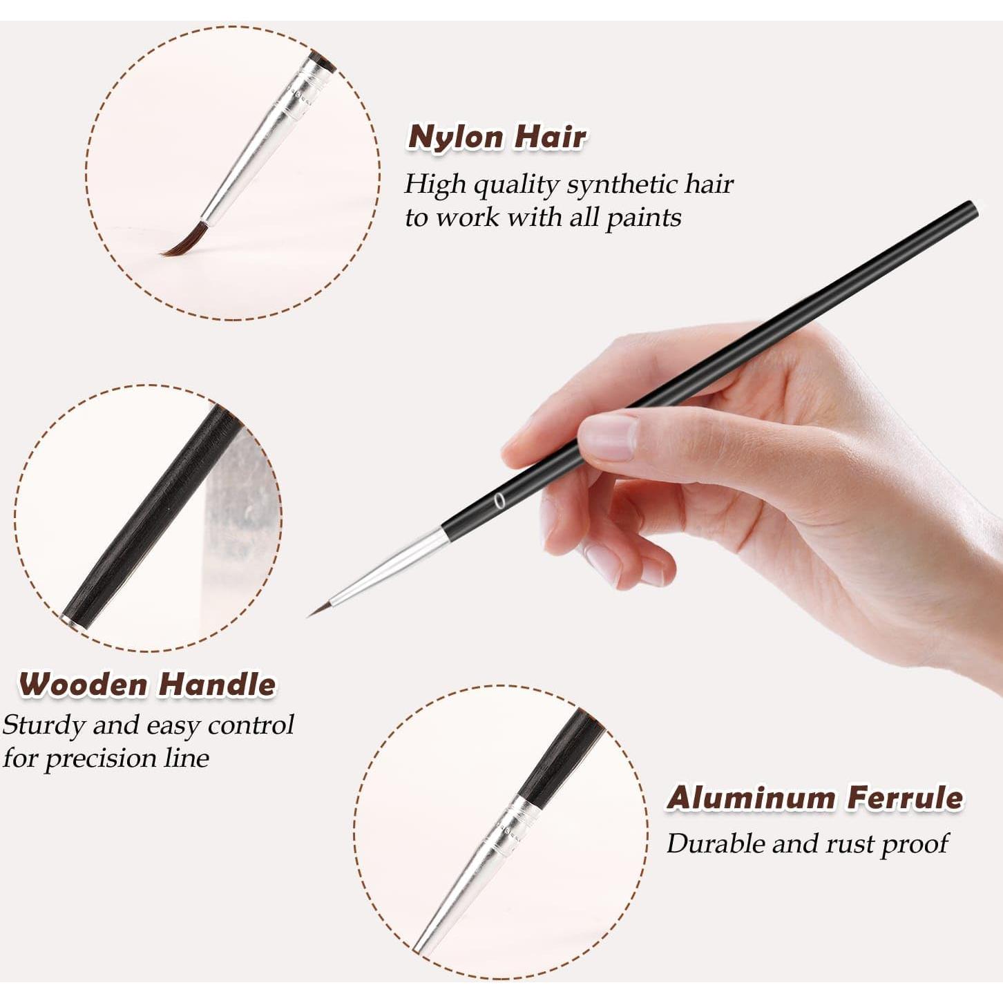 Anezus 30 Pinceles Finos #0 para Acuarela y Acrílico