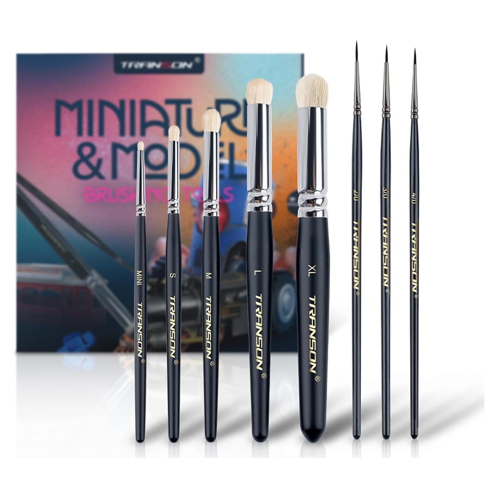 Set de Pinceles Secos Transon 8 Piezas para Miniaturas