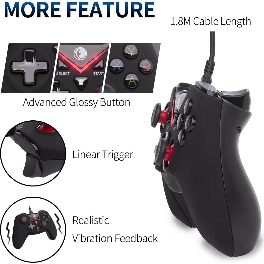 Controlador USB V-one Gamepad Joystick Rojo para PC y Android