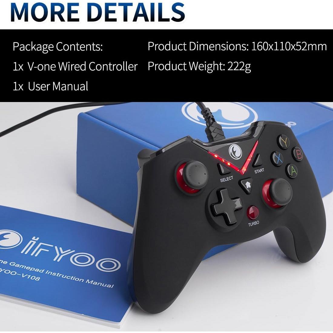 Controlador USB V-one Gamepad Joystick Rojo para PC y Android