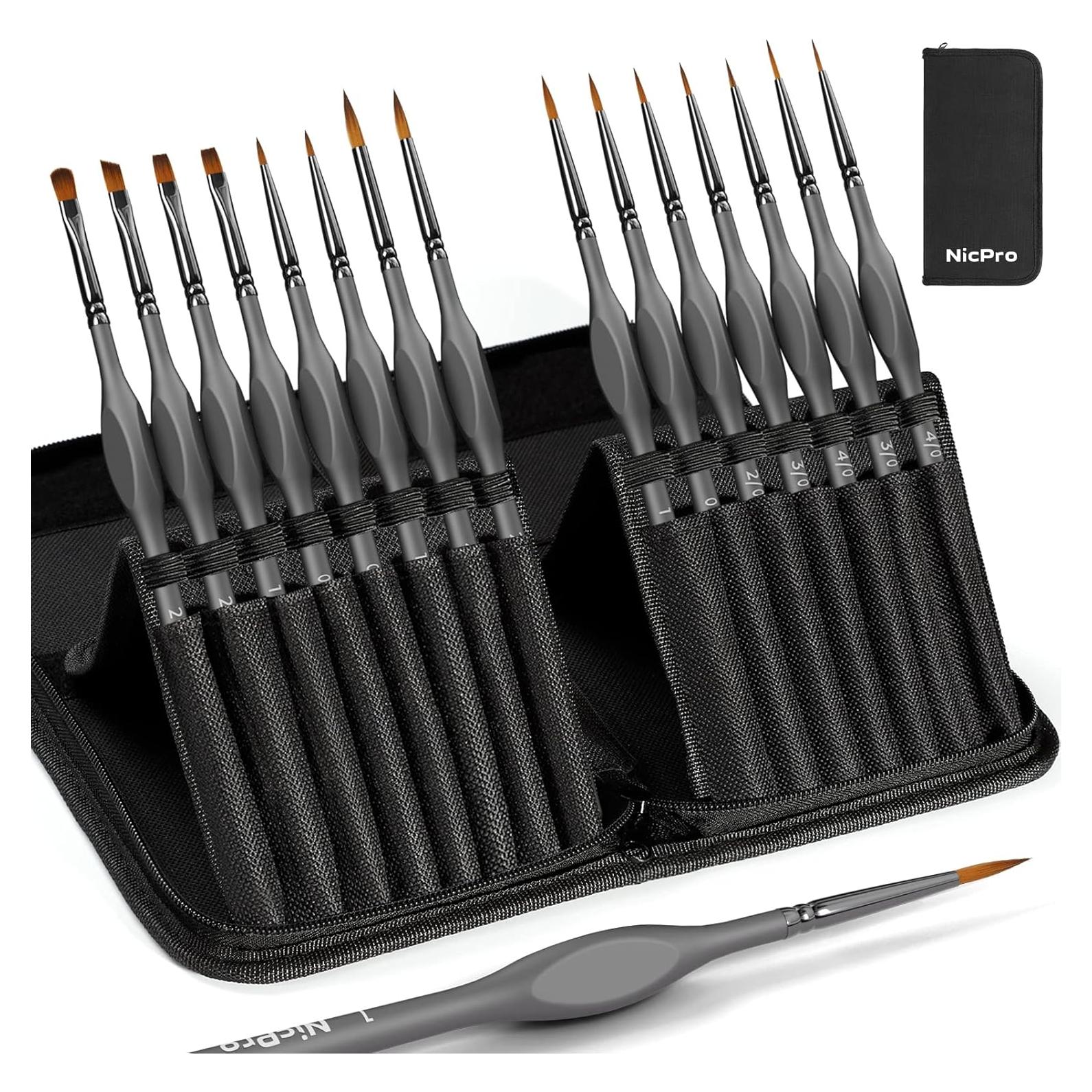 Juego de Pinceles de Detalle Nicpro 15 PZS para Pintura