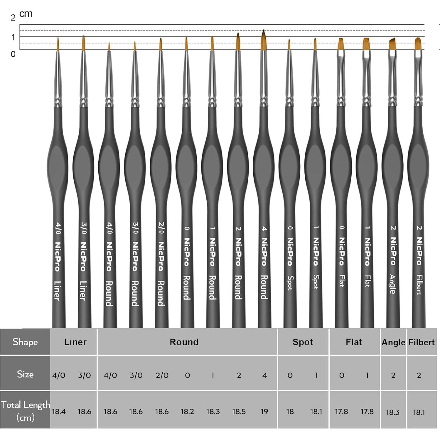 Juego de Pinceles de Detalle Nicpro 15 PZS para Pintura