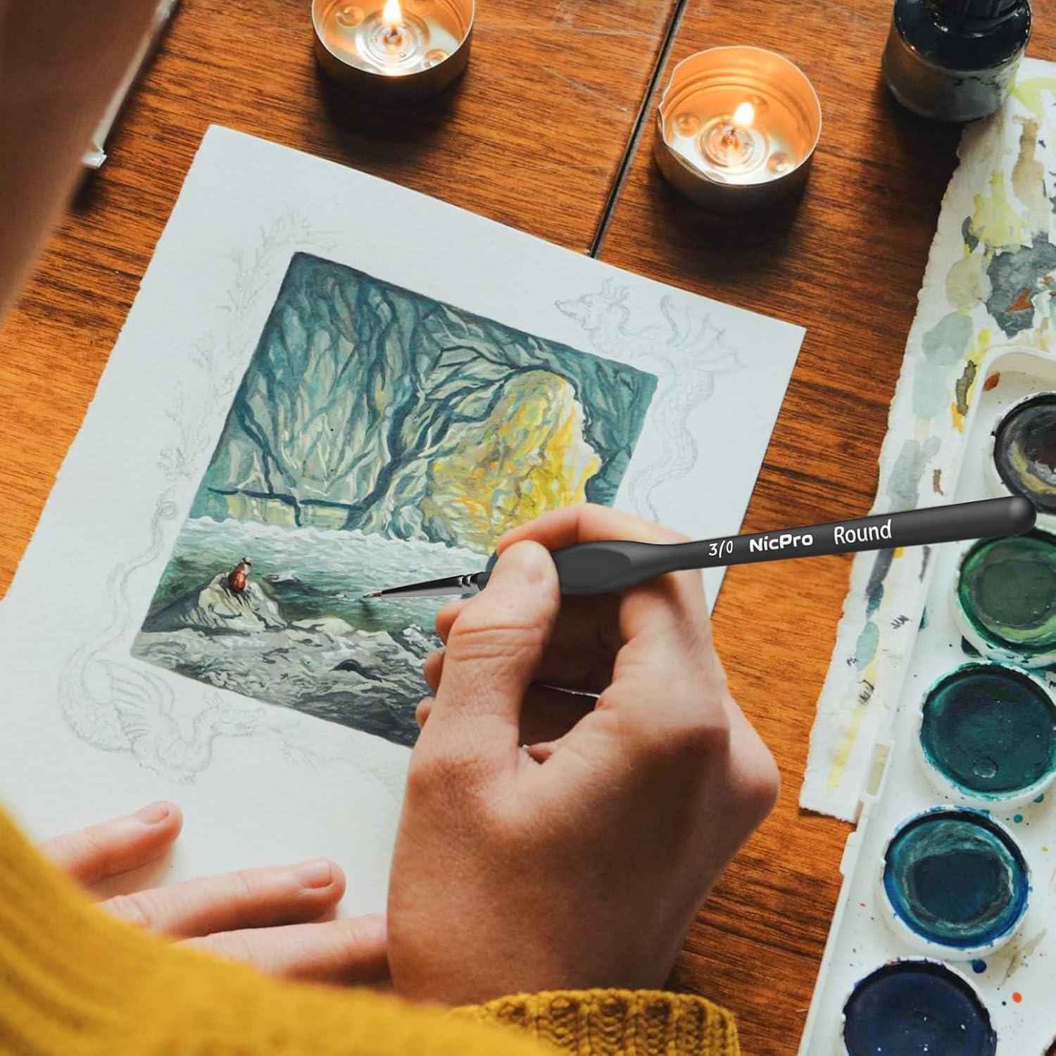 Juego de Pinceles de Detalle Nicpro 15 PZS para Pintura