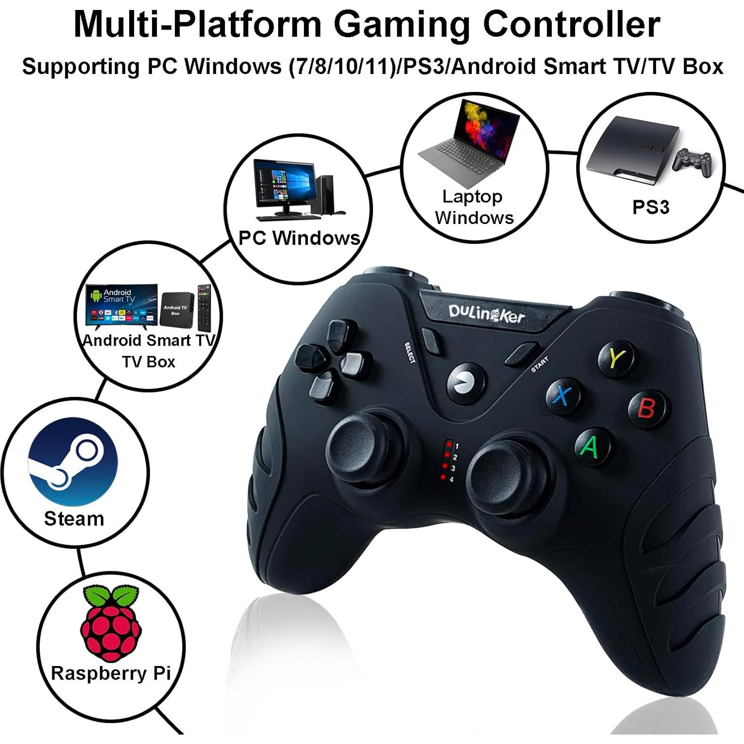 Controlador Inalámbrico DuLingKer para PC y PS3, Joystick con Vibración Doble y Efecto Hall