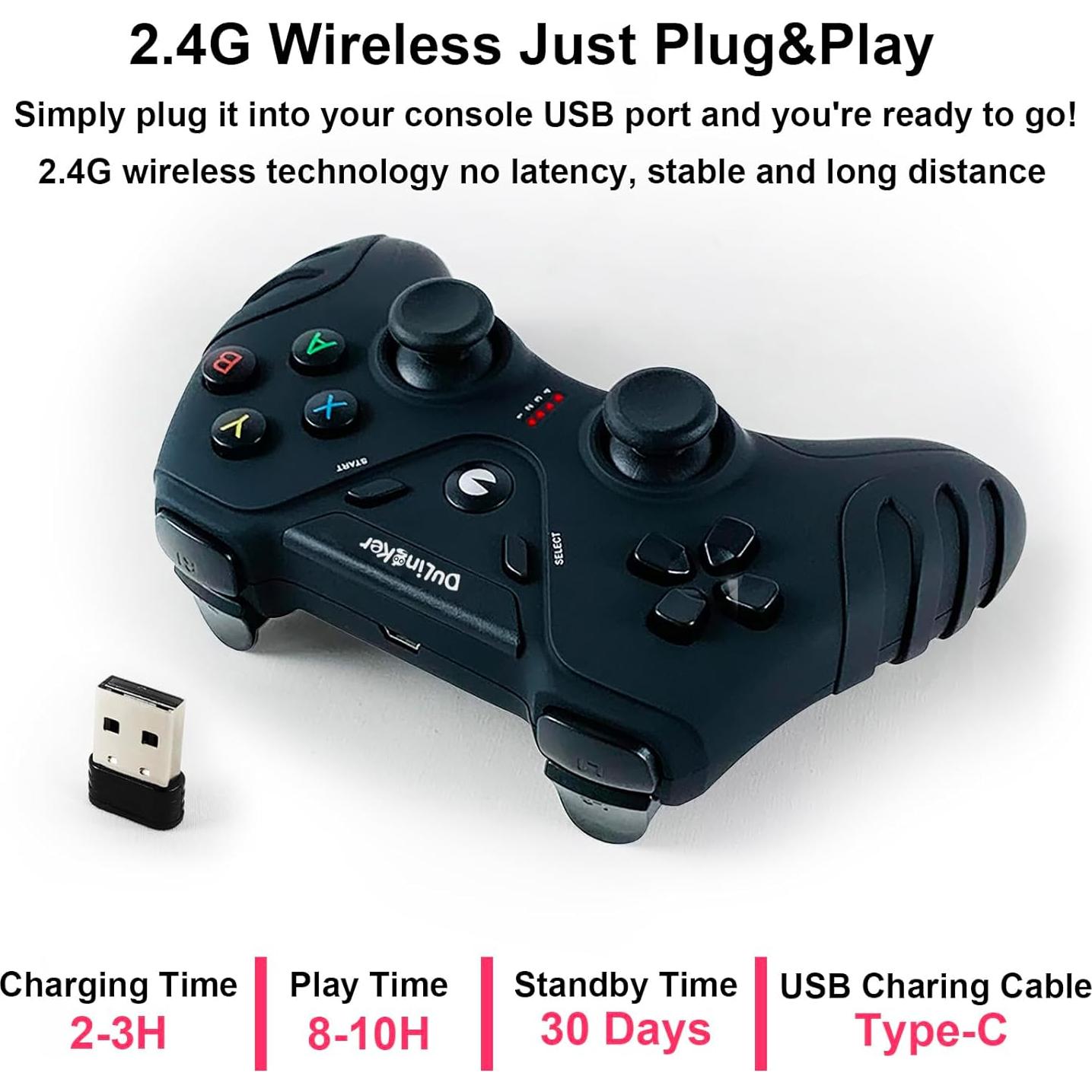 Controlador Inalámbrico DuLingKer para PC y PS3, Joystick con Vibración Doble y Efecto Hall