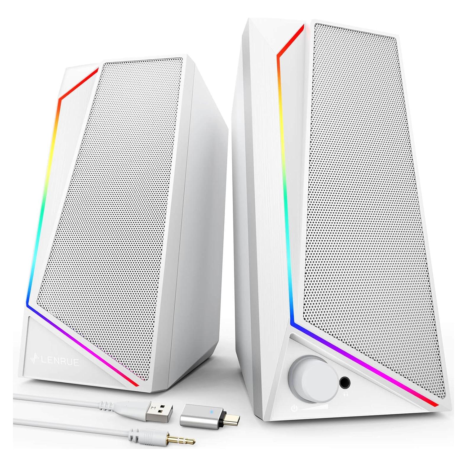 Altavoces LENRUE 1059 para PC USB-C y AUX, 10W Estéreo