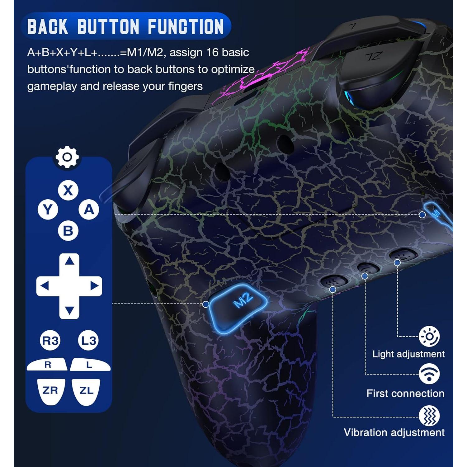 Controlador Inalámbrico Gammeefy para Nintendo Switch - Negro