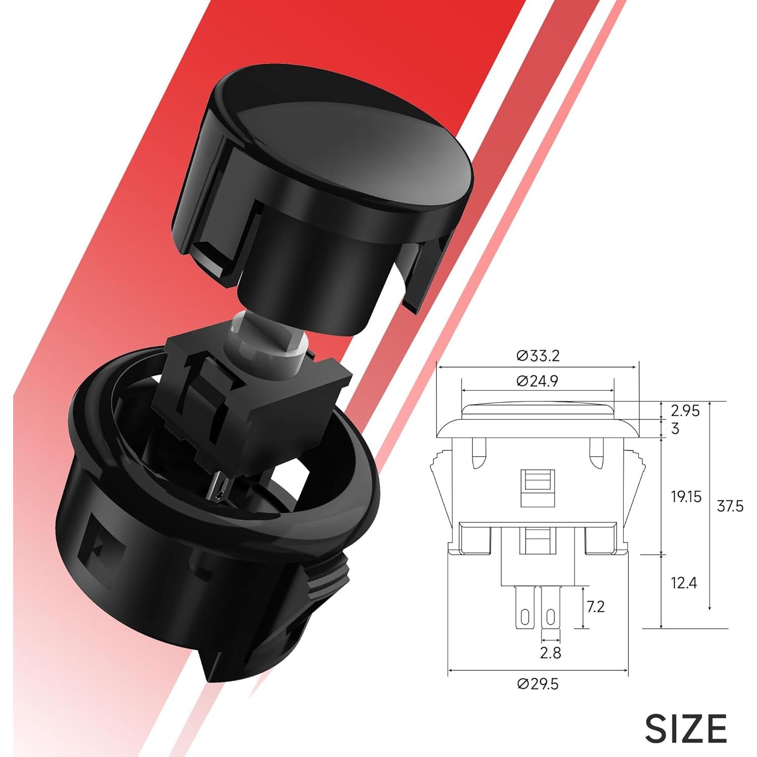 Botón de Presión MAYFLASH MFBK-30 30mm Negro para Joystick