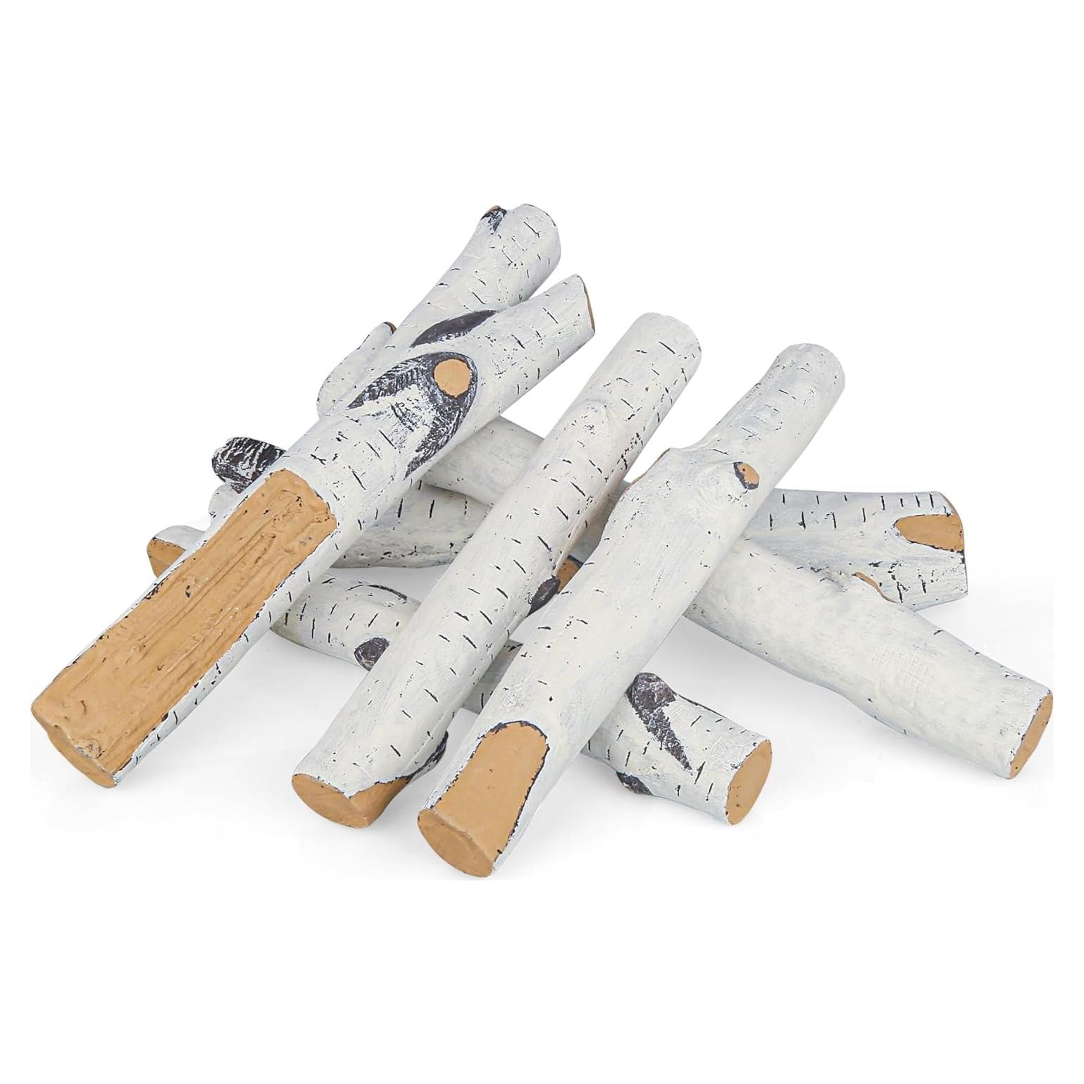 Juego de 6 Troncos Cerámicos para Chimenea FlameDuty 29.5-58.4cm