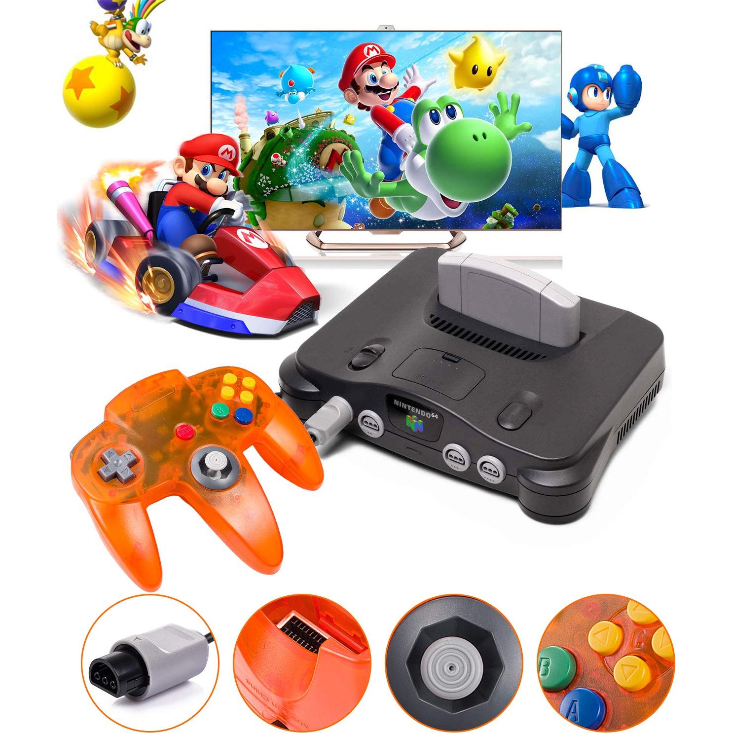 Controlador N64 con Cable Suily - Pack de 2, Negro y Naranja