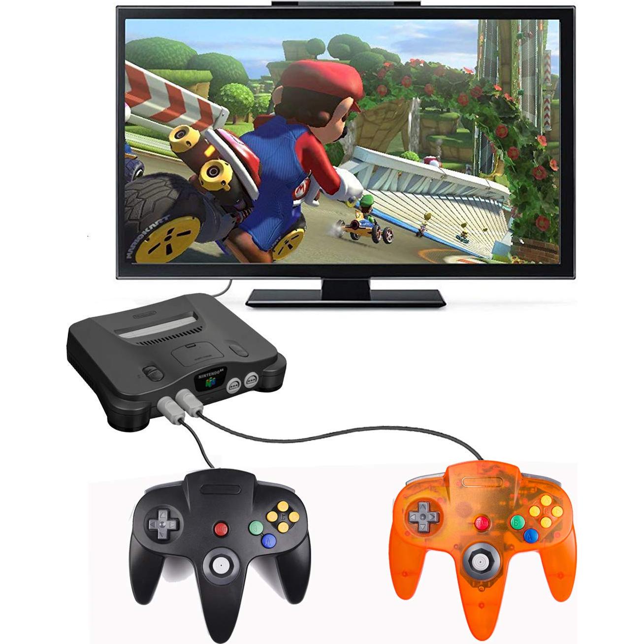 Controlador N64 con Cable Suily - Pack de 2, Negro y Naranja