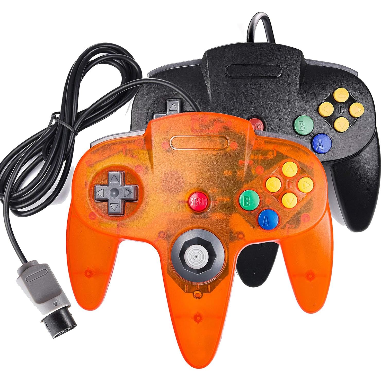 Controlador N64 con Cable Suily - Pack de 2, Negro y Naranja