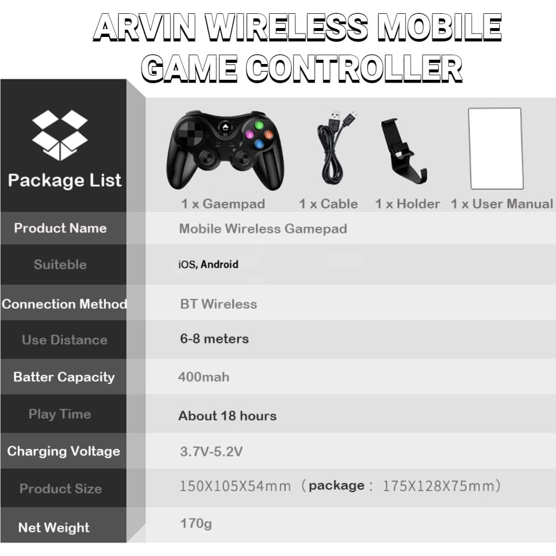 Controlador Inalámbrico arVin para iOS y Android - Joystick Bluetooth