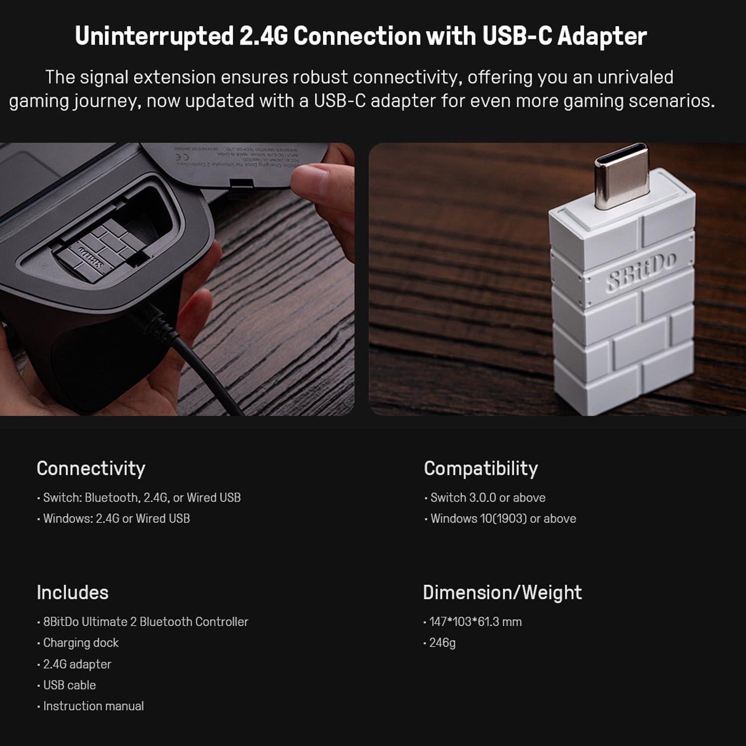 Controlador Bluetooth 8BitDo Ultimate 2 para Switch y PC