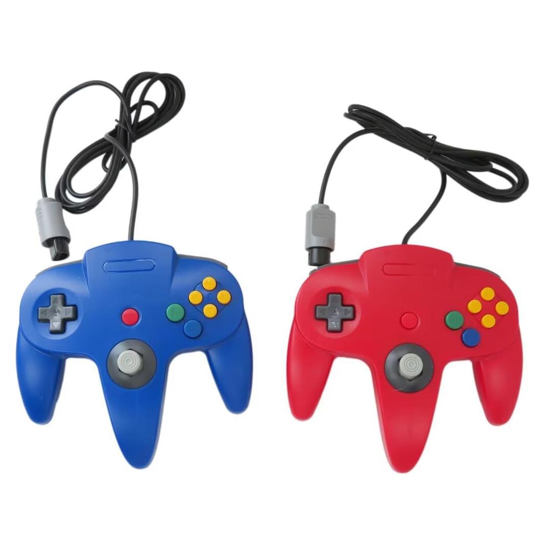 Juego de 2 Controladores Clásicos con Cable N64 - Azul y Rojo