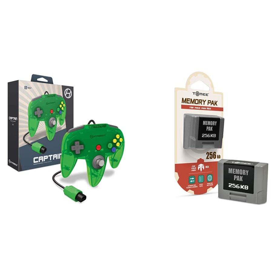 Controlador Premium Hyperkin Capitán N64 Verde Lima + Tarjeta 256KB